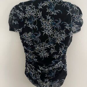 Cinq à Sept Floral Black Short Sleeve Top
